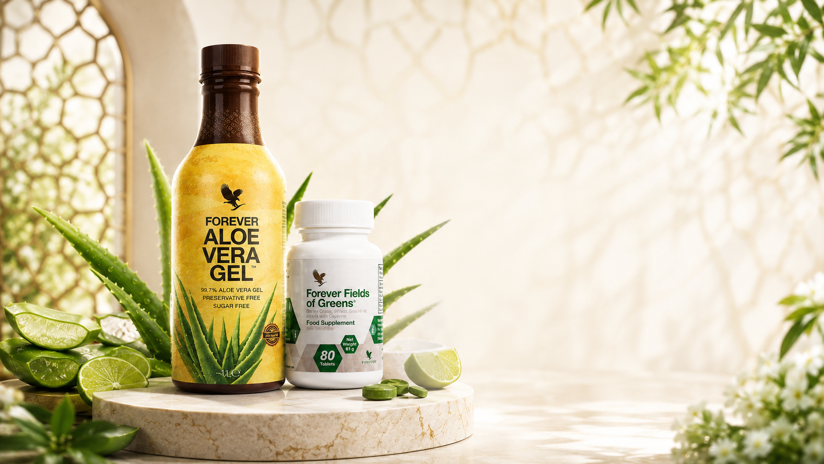 Pack Aloe Vera و Fields of Greens mofilife by forever